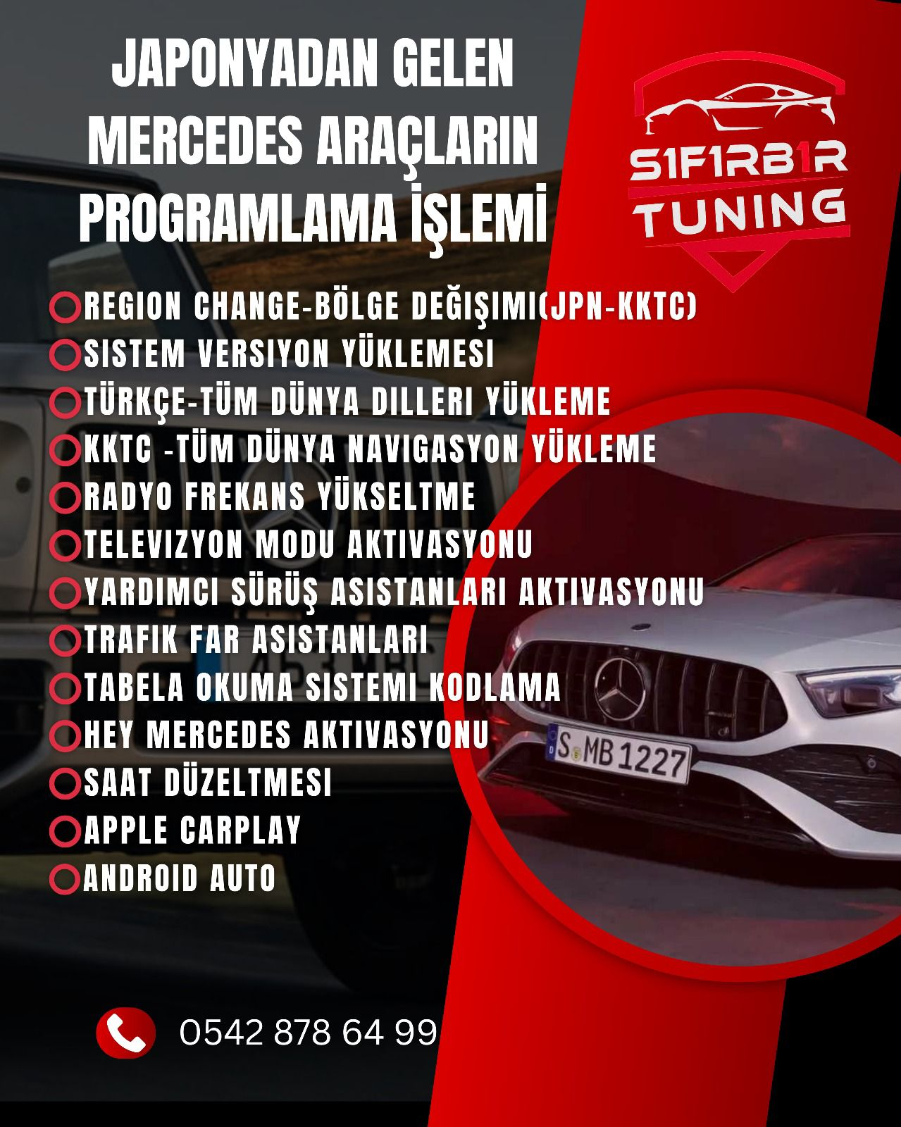 Japonya’dan gelen Mercedes araç programlama hizmetleri: region change, navigasyon, dil paketi, CarPlay ve Android Auto